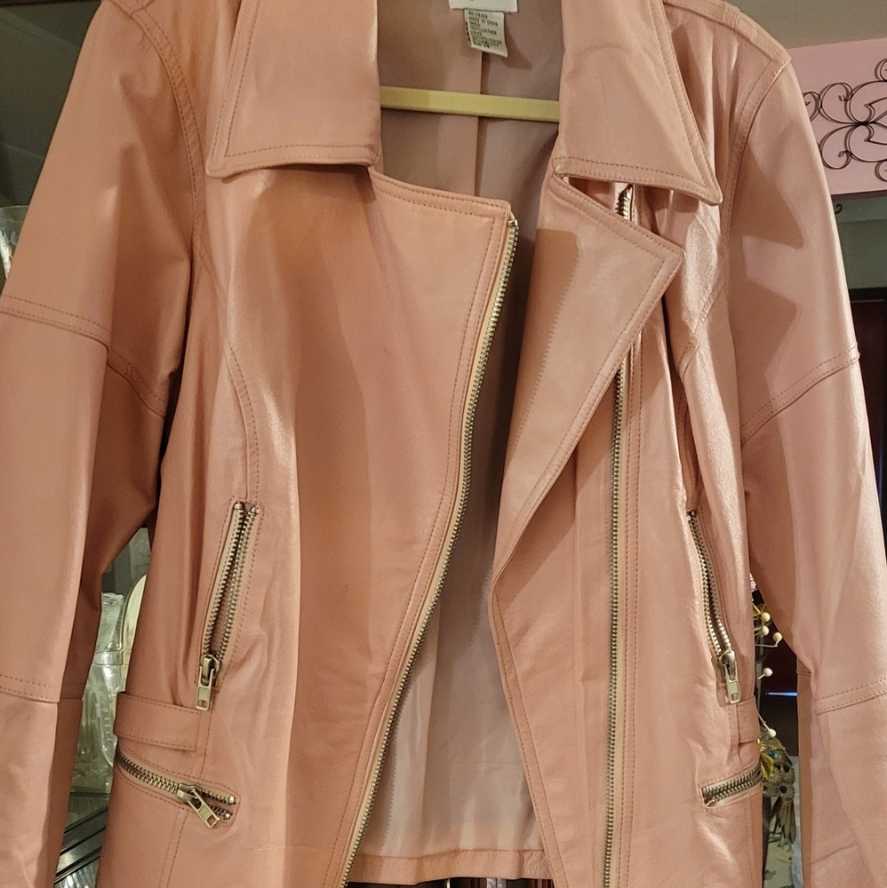 Pink leather jacket